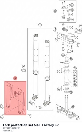 Diagram preview: Fork protection set SX-F Factory 17 (7770109410028B)