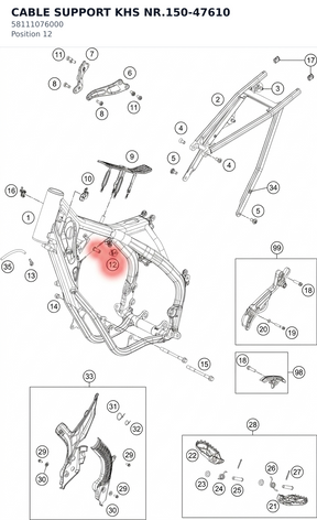 Diagram preview: CABLE SUPPORT KHS NR.150-47610 (58111076000)