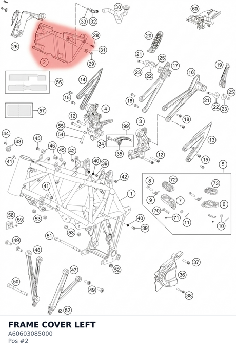 Diagram preview: FRAME COVER LEFT (A60603085000)