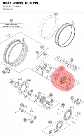 Diagram preview: REAR WHEEL HUB CPL. (60310010044KBA)