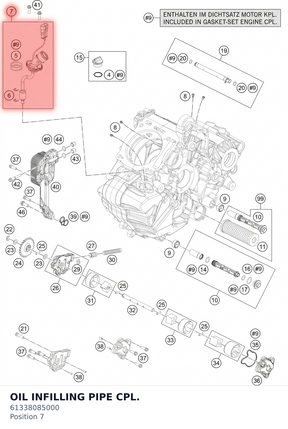 Diagram preview: OIL INFILLING PIPE CPL. (61338085000)