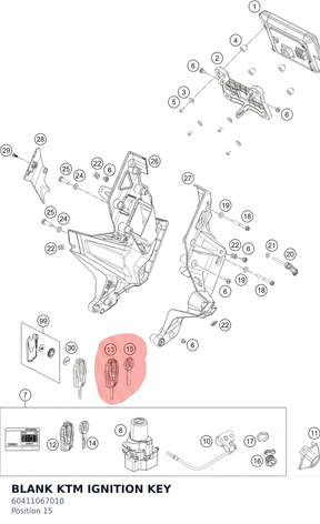 Diagram preview: BLANK KTM IGNITION KEY (60411067010)