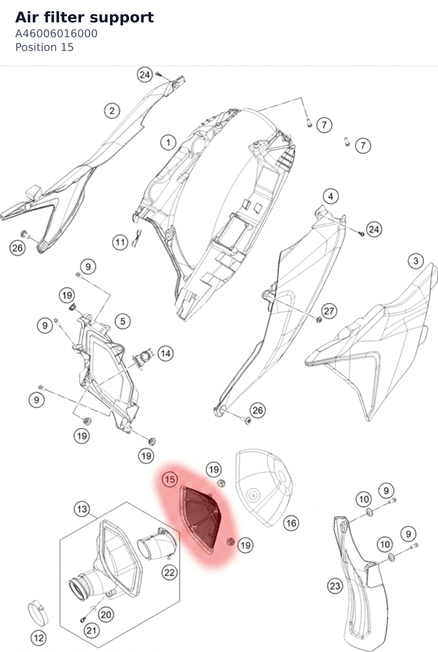 Diagram preview: Air filter support (A46006016000)