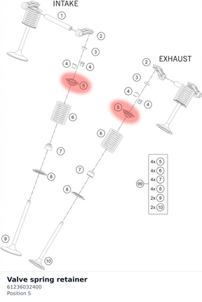 Diagram preview: Valve spring retainer (61236032400)