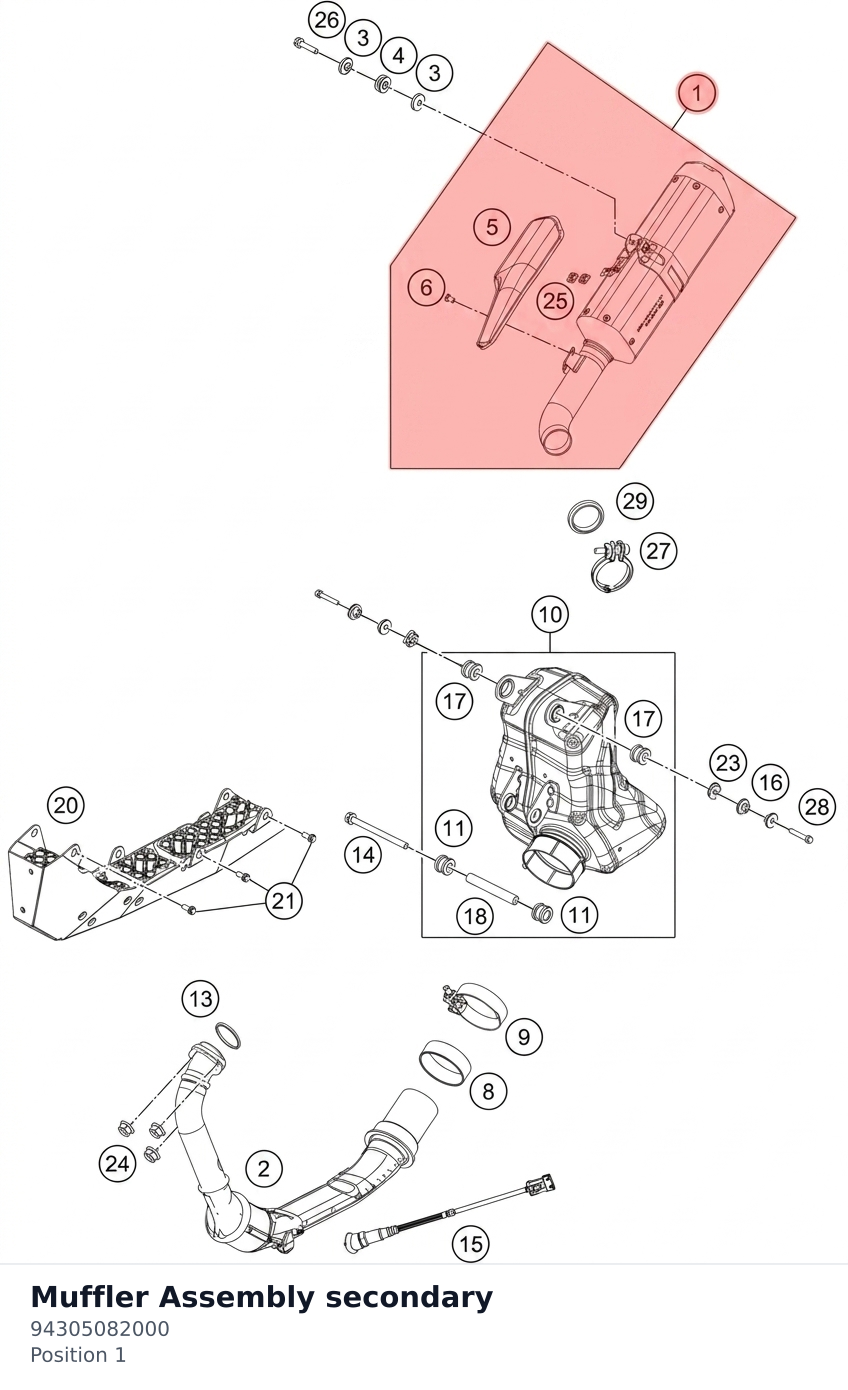Diagram preview: Muffler Assembly secondary (94305082000)