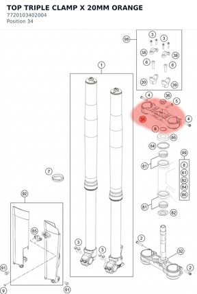 Diagram preview: TOP TRIPLE CLAMP X 20MM ORANGE (7720103402004)