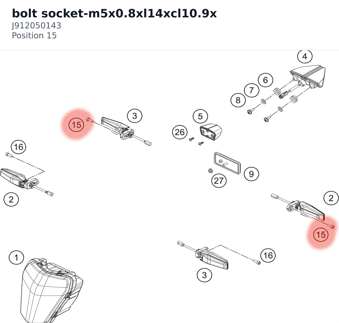 Diagram preview: bolt socket-m5x0.8xl14xcl10.9x (J912050143)