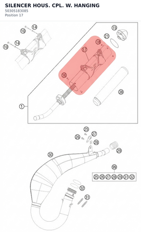Diagram preview: SILENCER HOUS. CPL. W. HANGING (50305183085)