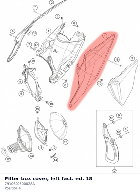 Diagram preview: Filter box cover, left fact. ed. 18 (7910600500028A)