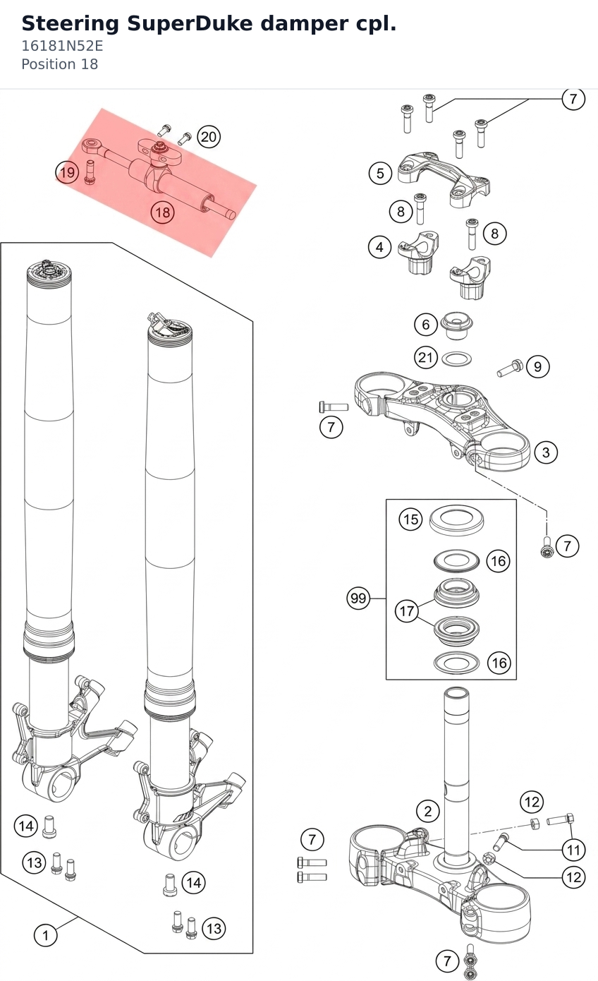 Diagram preview: Steering SuperDuke damper cpl. (16181N52E)