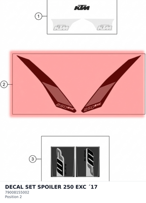 Diagram preview: DECAL SET SPOILER 250 EXC ´17 (79008155002)