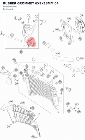 Diagram preview: RUBBER GROMMET 6X9X13MM 04 (60035069000)