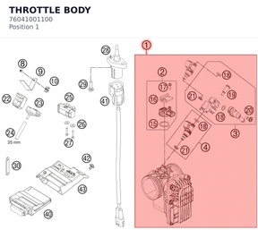 Diagram preview: THROTTLE BODY (76041001100)