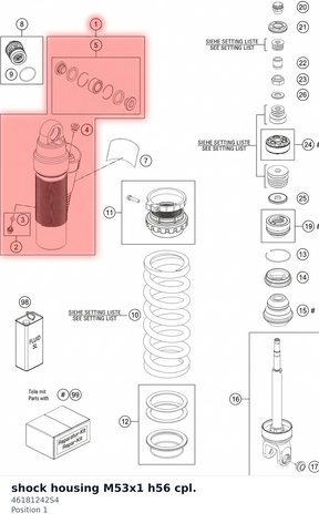 Diagram preview: shock housing M53x1 h56 cpl. (46181242S4)