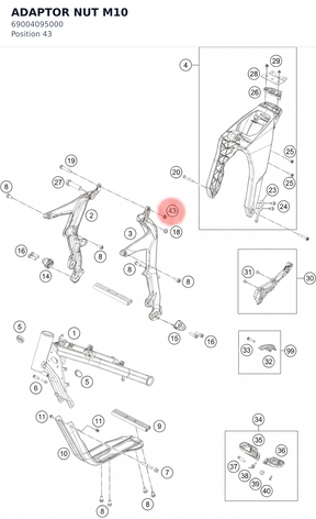 Diagram preview: ADAPTOR NUT M10 (69004095000)