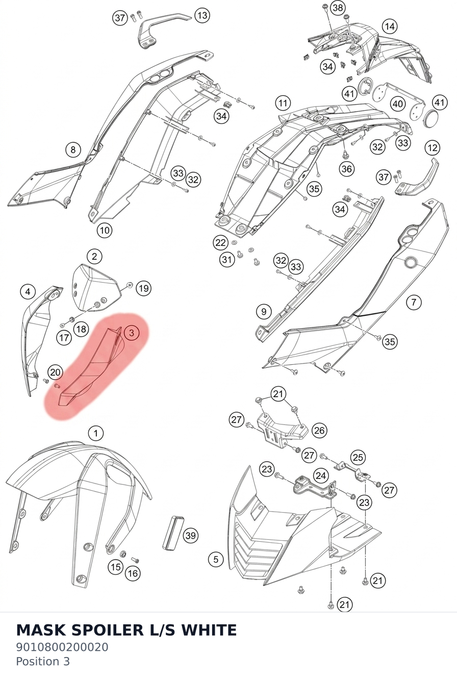 Diagram preview: MASK SPOILER L/S WHITE (9010800200020)