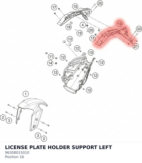 Diagram preview: LICENSE PLATE HOLDER SUPPORT LEFT (96308015010)