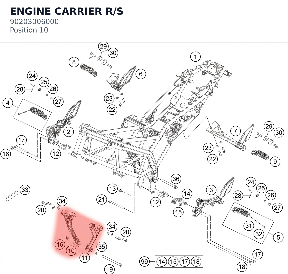 Diagram preview: ENGINE CARRIER R/S (90203006000)
