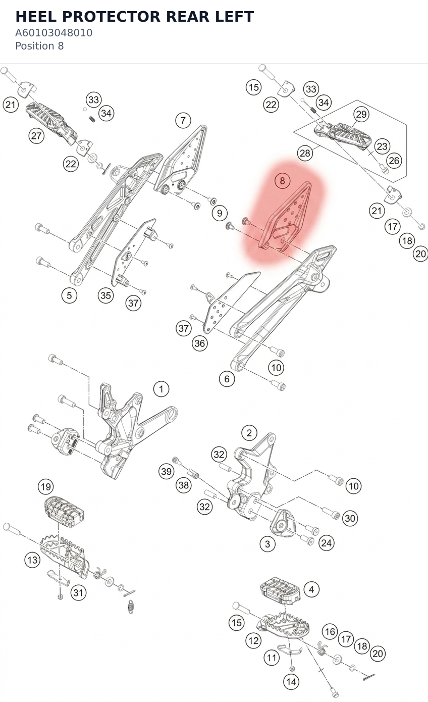 Diagram preview: HEEL PROTECTOR REAR LEFT (A60103048010)
