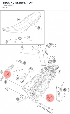 Diagram preview: BEARING SLEEVE, TOP (76507060300)