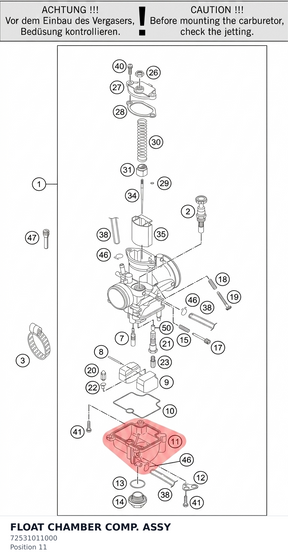 Diagram preview: FLOAT CHAMBER COMP. ASSY (72531011000)